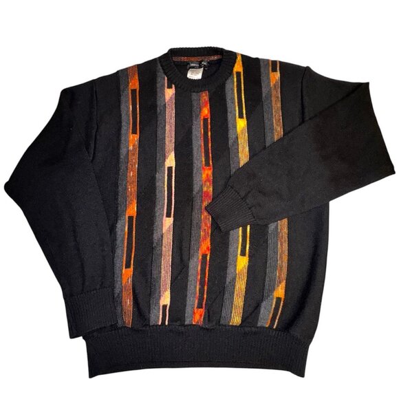 Lorenzo Tavernari 90s Striped Wool Sweater Mens Size M Dark Academia Corpcore - Picture 1 of 5